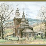 Świątkowa Mała - cerkiew św. Mikołaja Archistratega ok.1762, akwarela A5