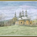Turzańsk - cerkiew św.Michała Archistratega w Turzańsku, 1801-1803, akwarela A5